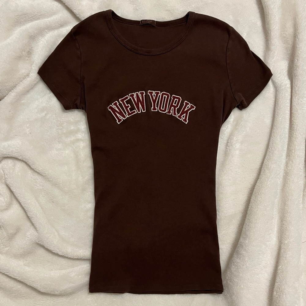 brandy melville new york brown shirt tee top